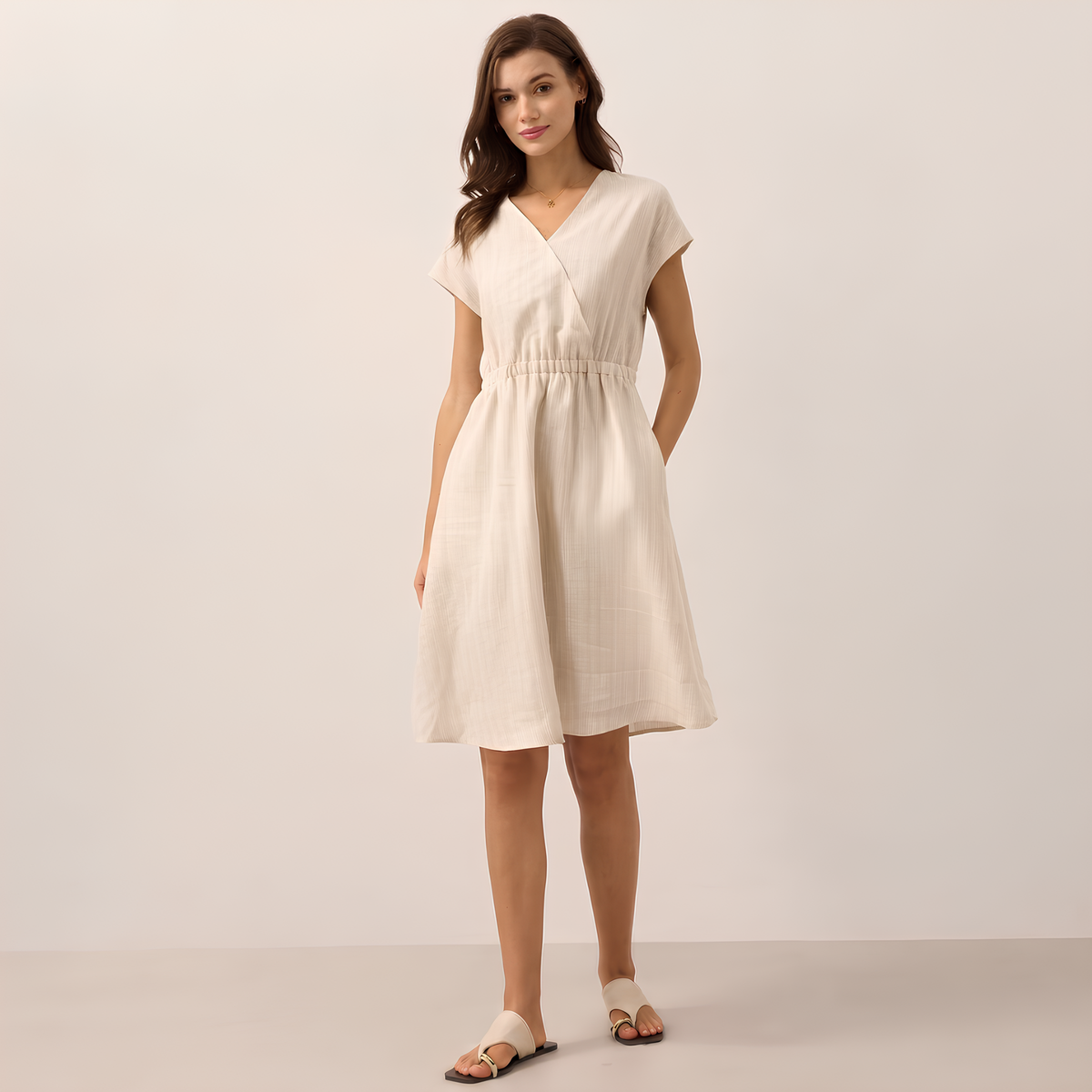 Gestreiftes Leinen-Minikleid Aria