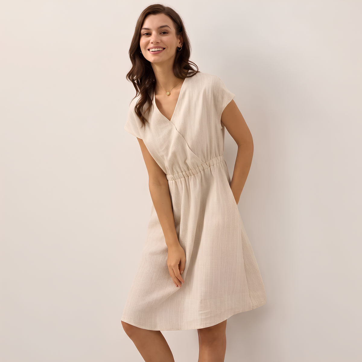 Gestreiftes Leinen-Minikleid Aria