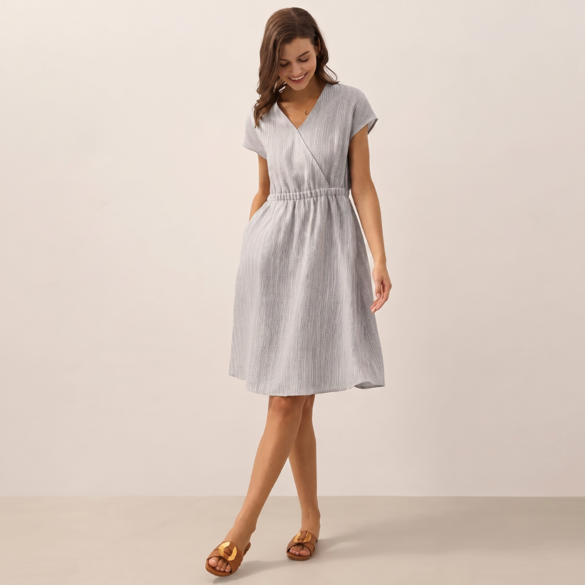 Gestreiftes Leinen-Minikleid Aria