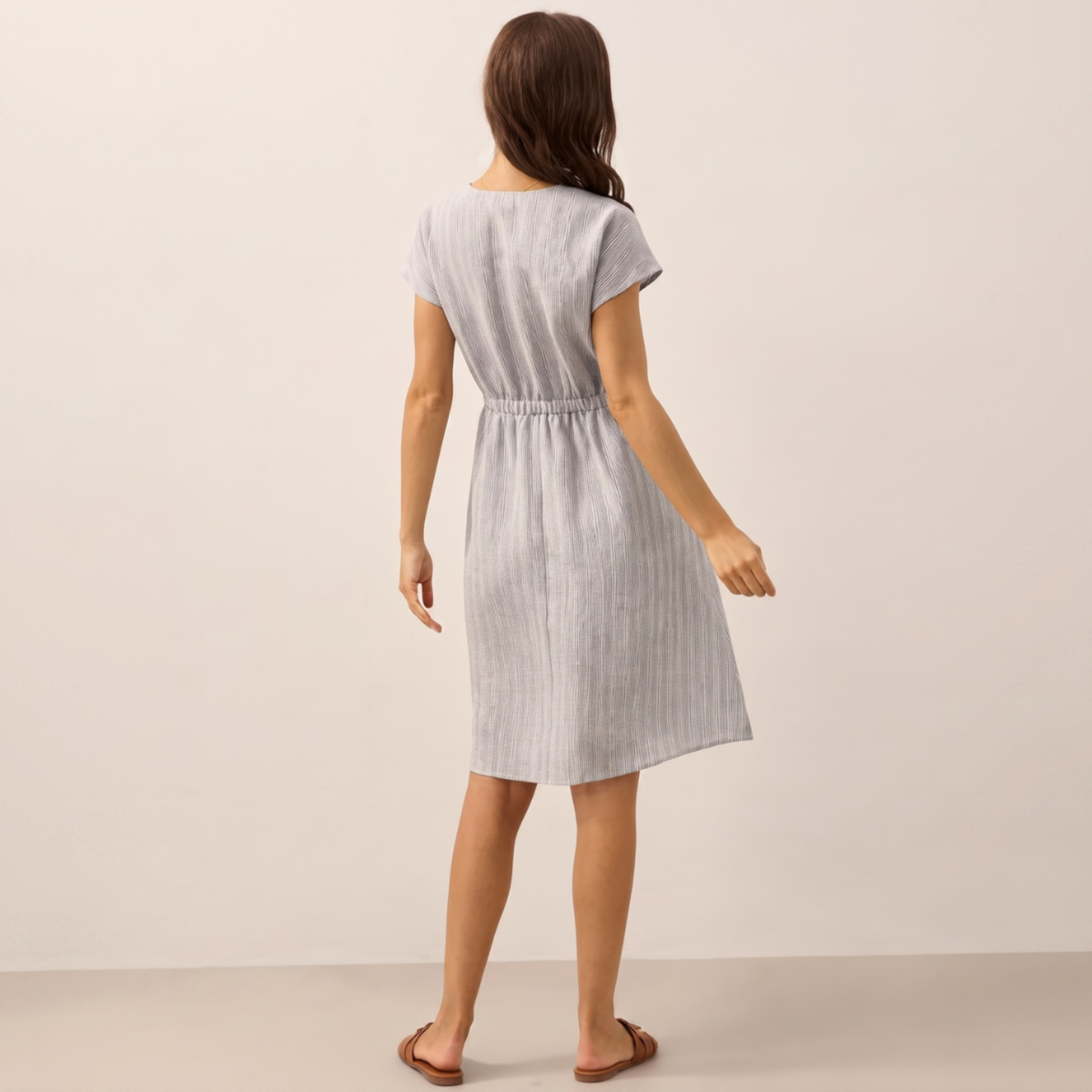 Gestreiftes Leinen-Minikleid Aria