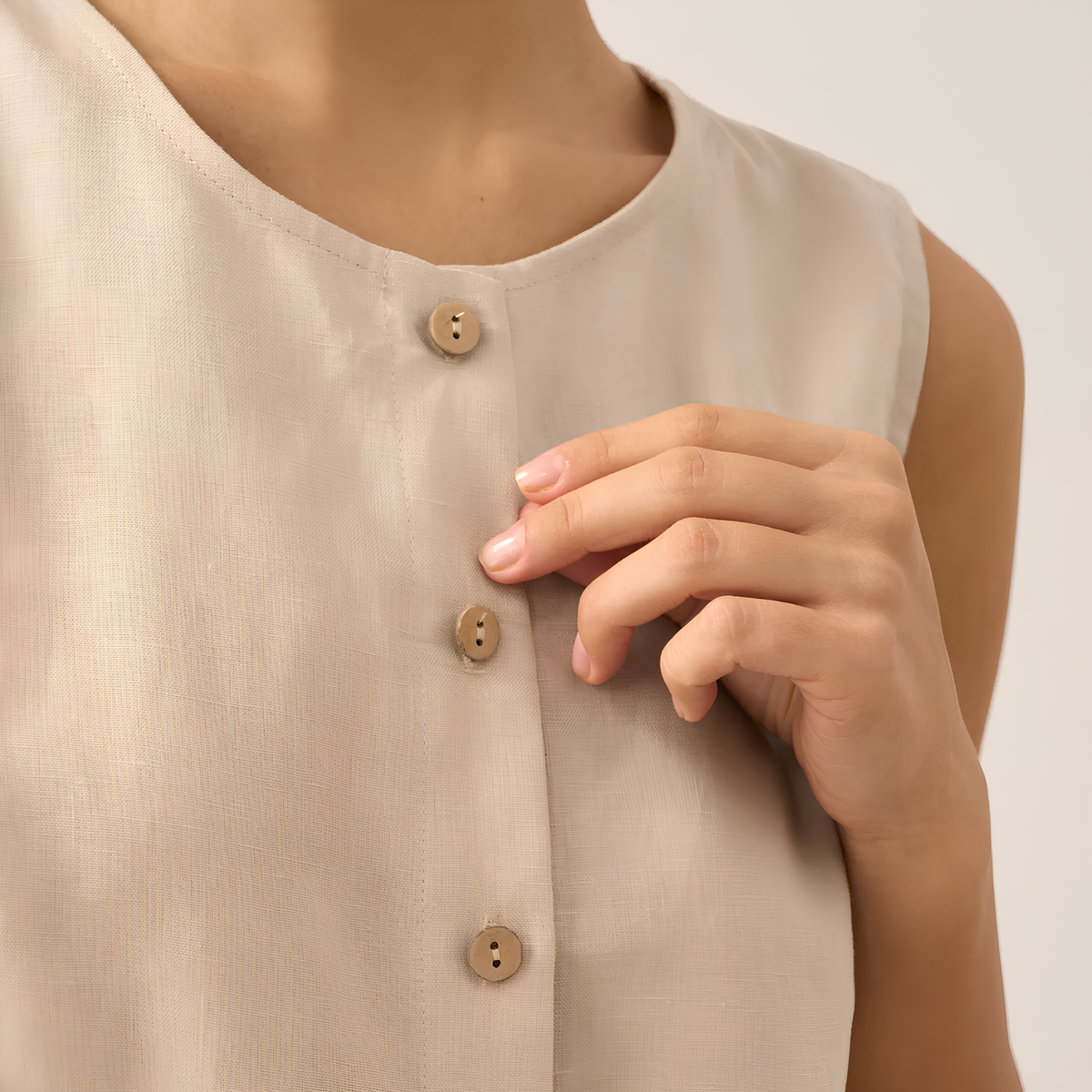 Leinen-Tanktop mit Knopfleiste