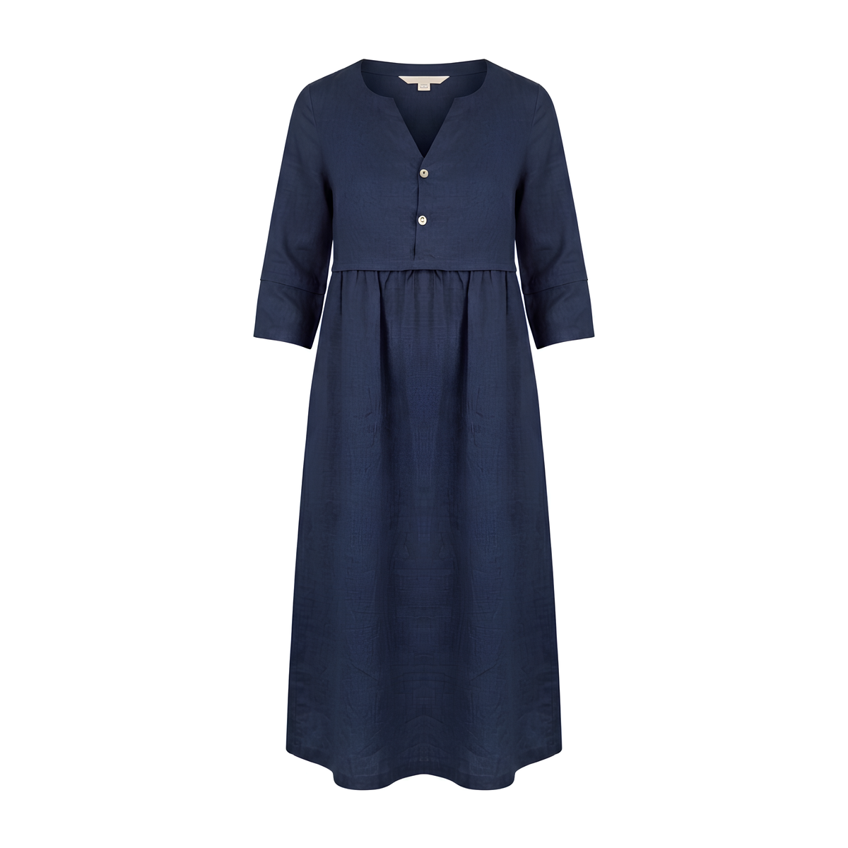 Leinen-Midikleid mit Knopftaille