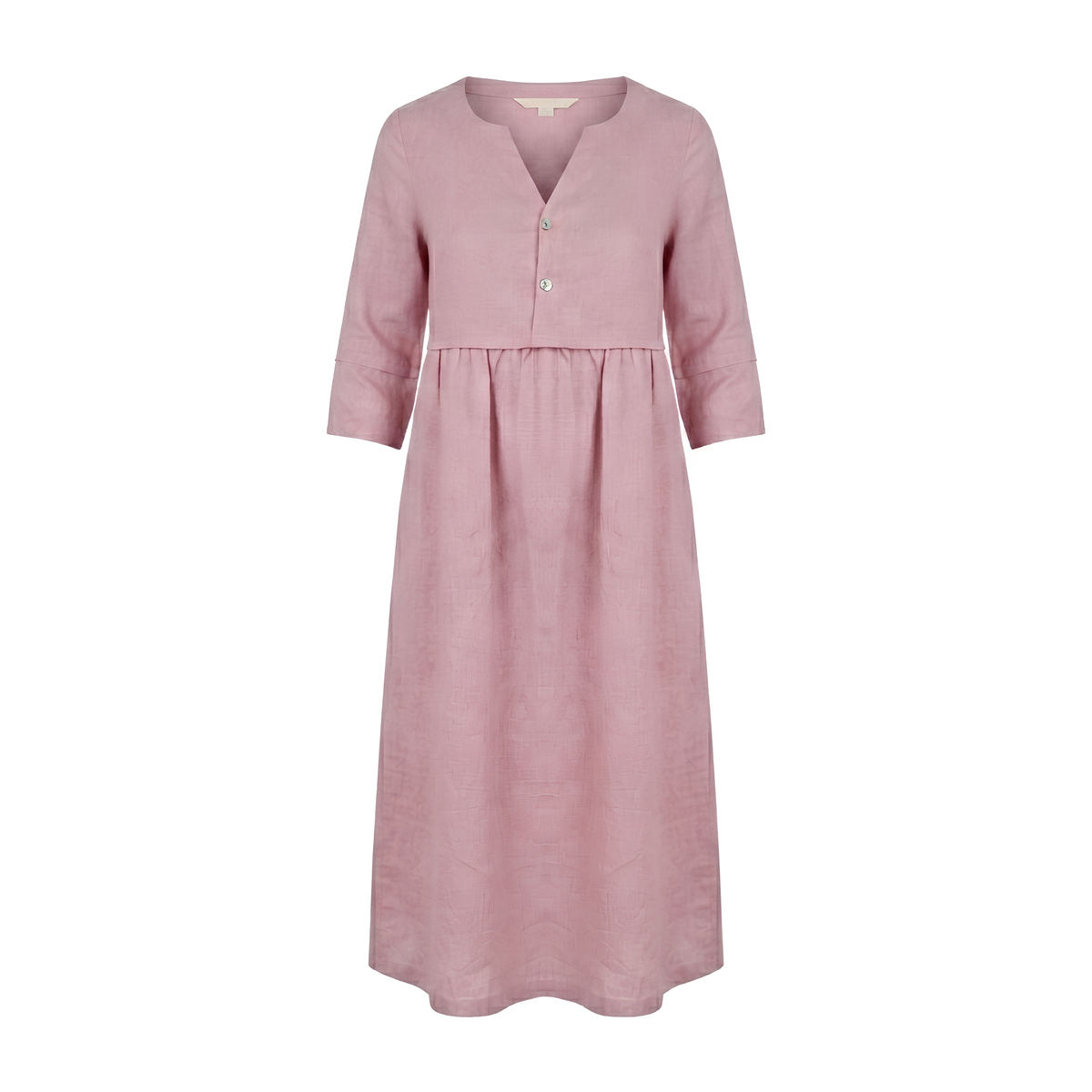 Leinen-Midikleid mit Knopftaille