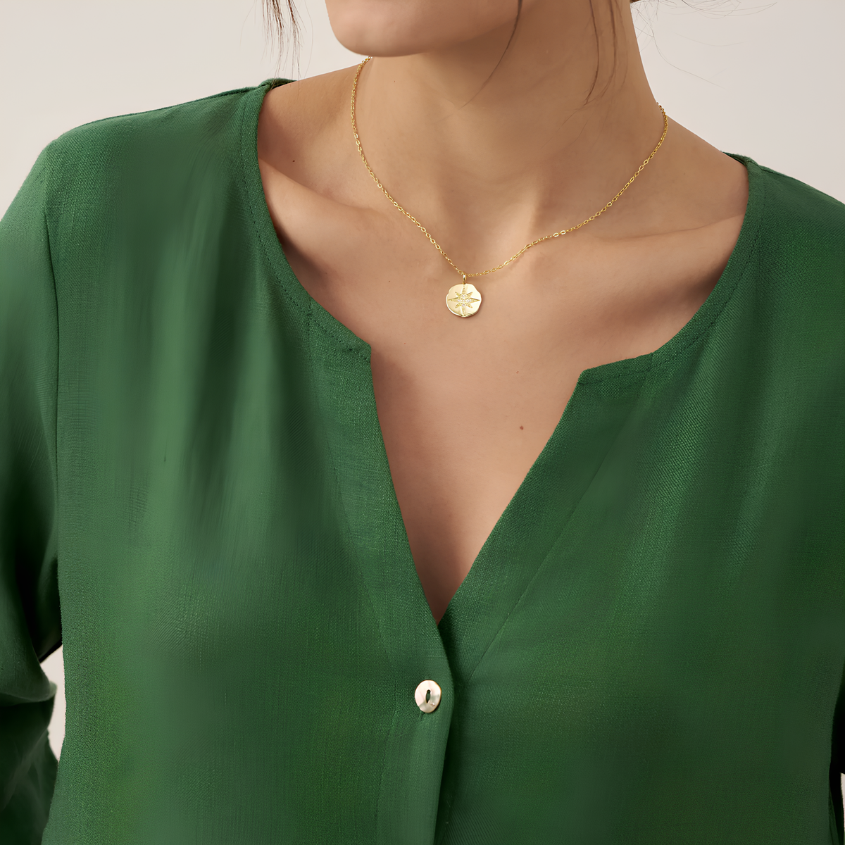 Leinen-Midikleid mit Knopftaille