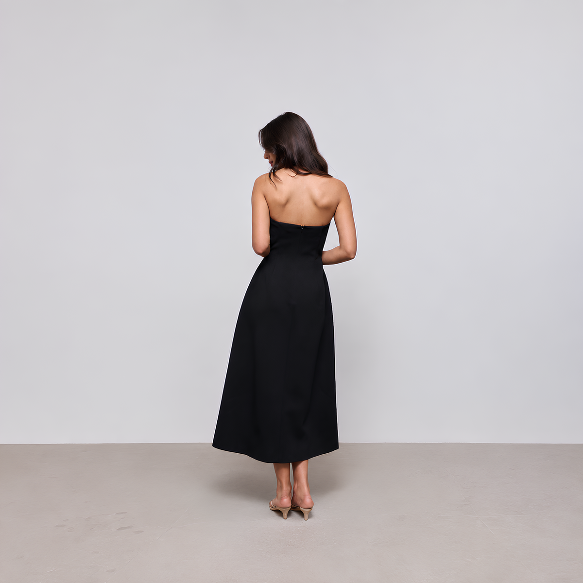 Neckholder-Midikleid aus Baumwollmix
