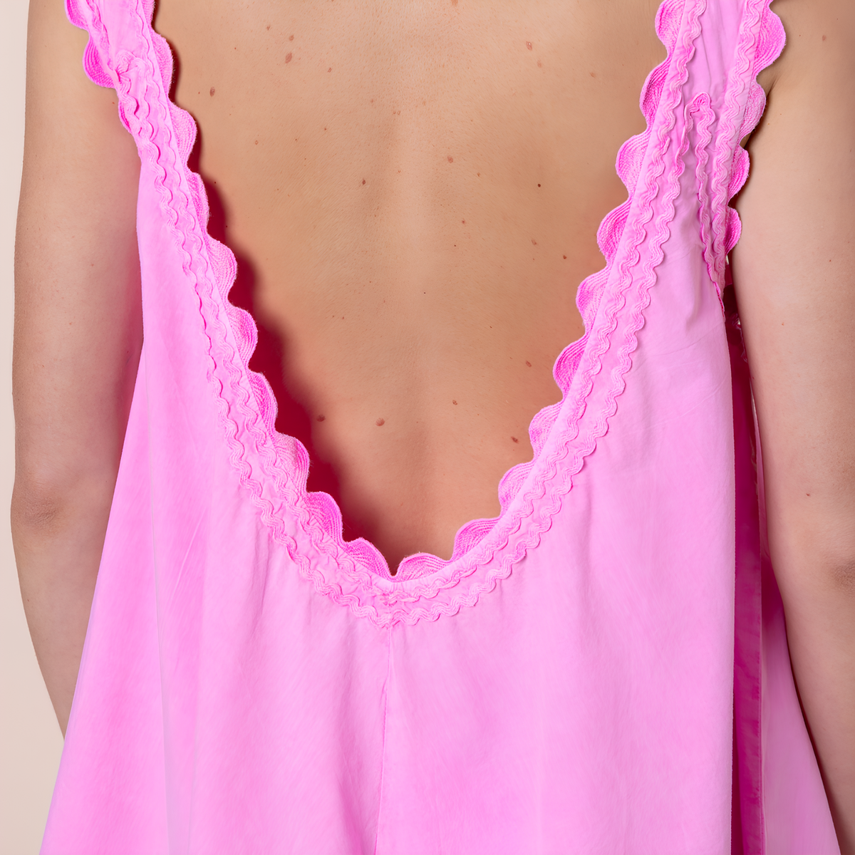 Popeline-Kleid Hibiscus mit Zackenlitze