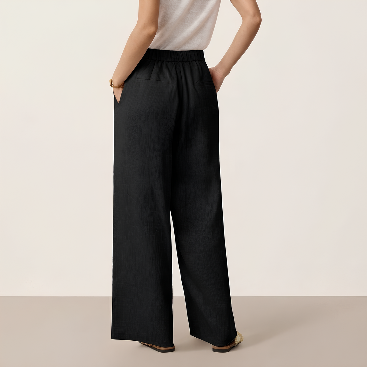 Leinenhose Kaya mit Knopfleiste