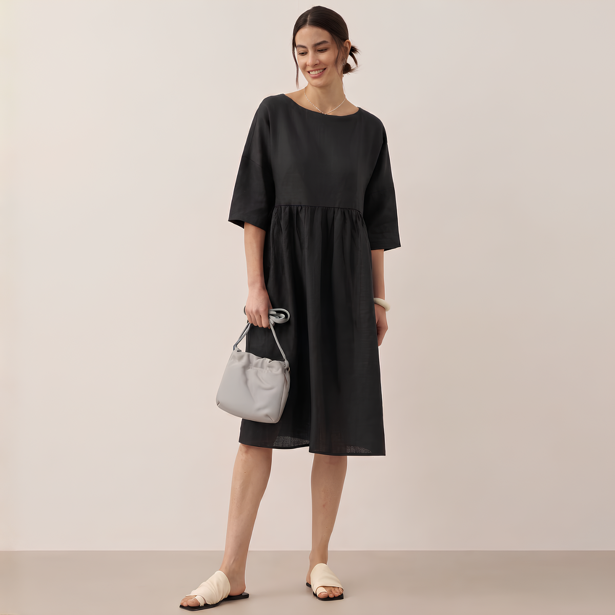 Leinen-Midikleid in A-Linie