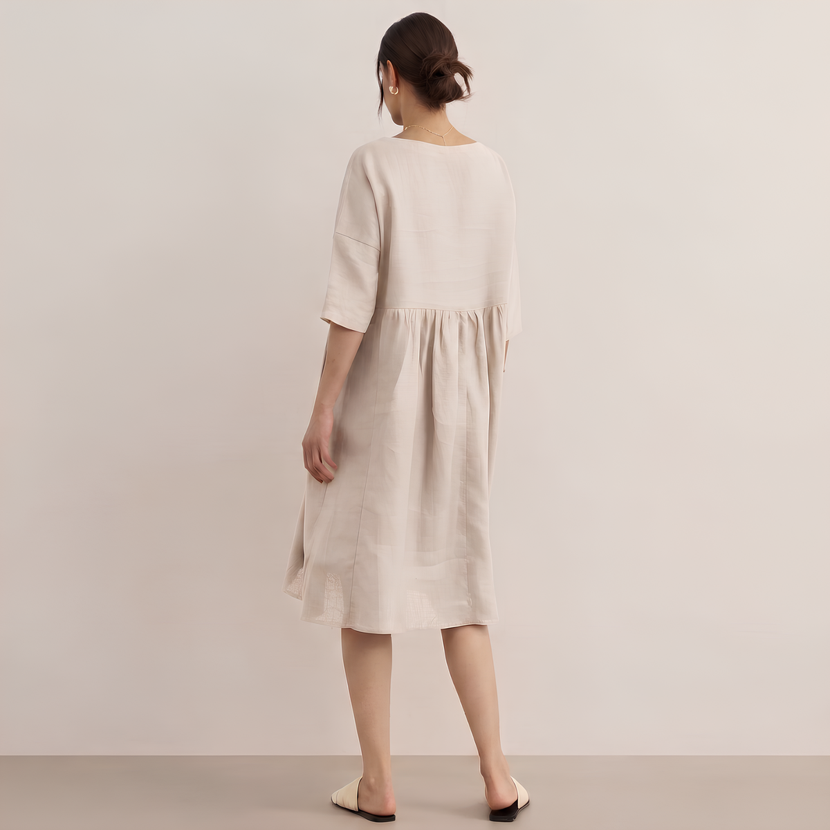 Leinen-Midikleid in A-Linie