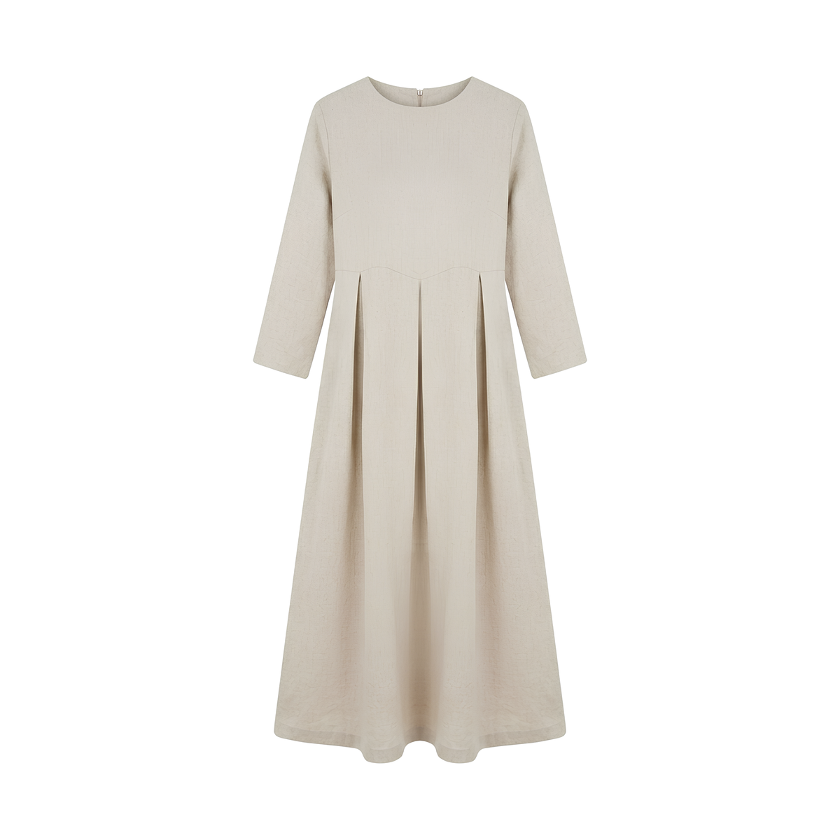 Plissiertes Leinen-Midikleid