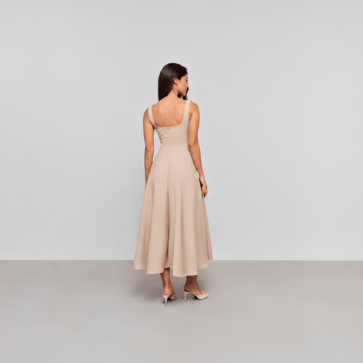 Midikleid Luna mit Karree-Ausschnitt
