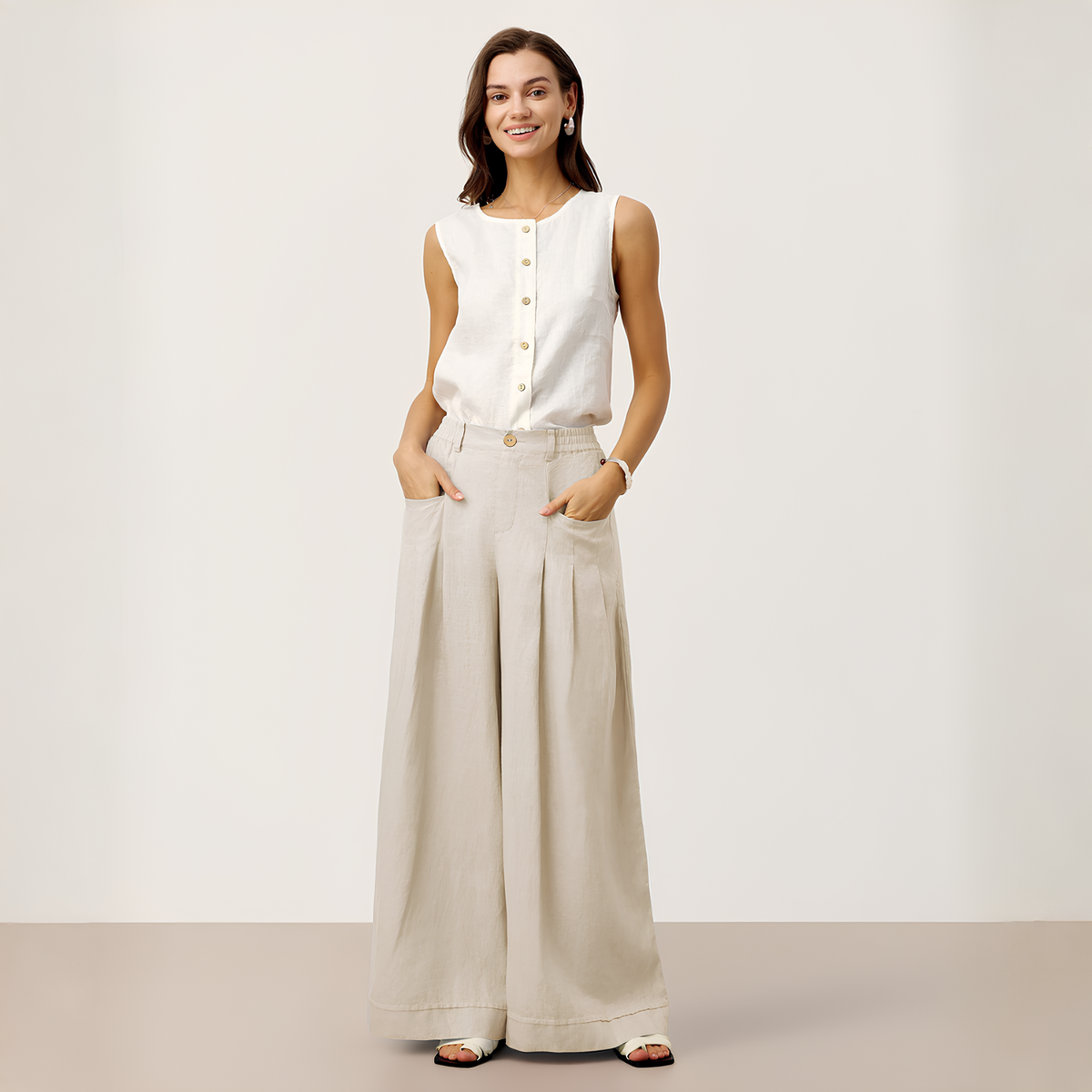 Plissierte Leinenhose Vera