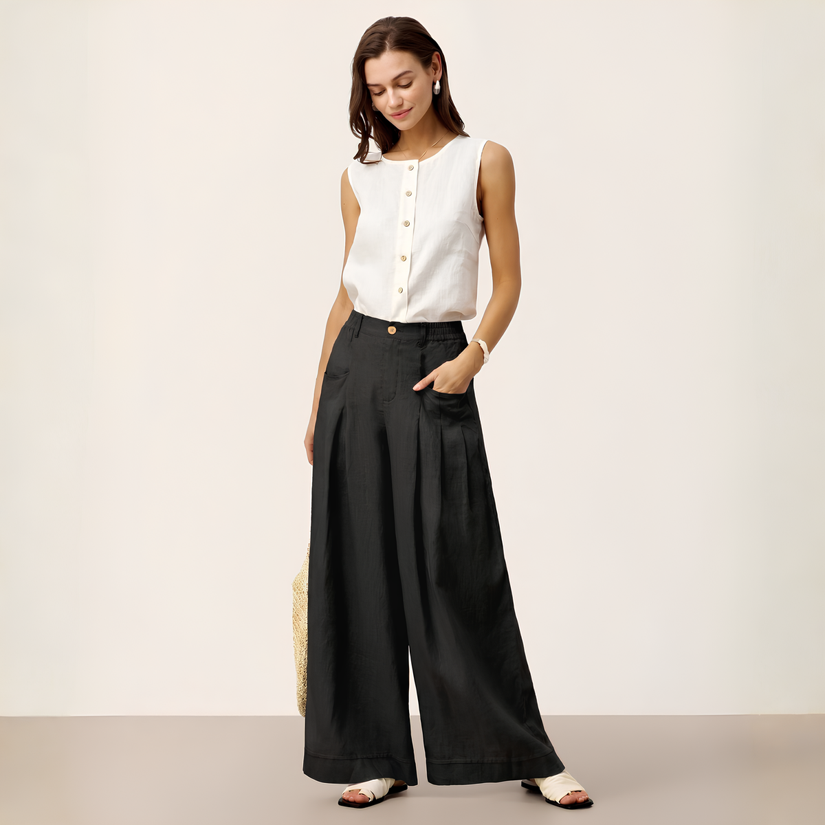 Plissierte Leinenhose Vera