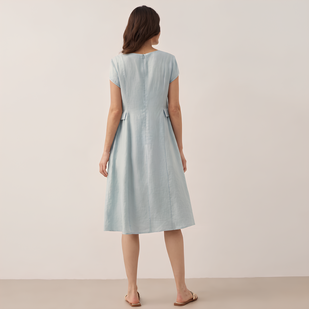 Leinenkleid Alexa mit V-Ausschnitt