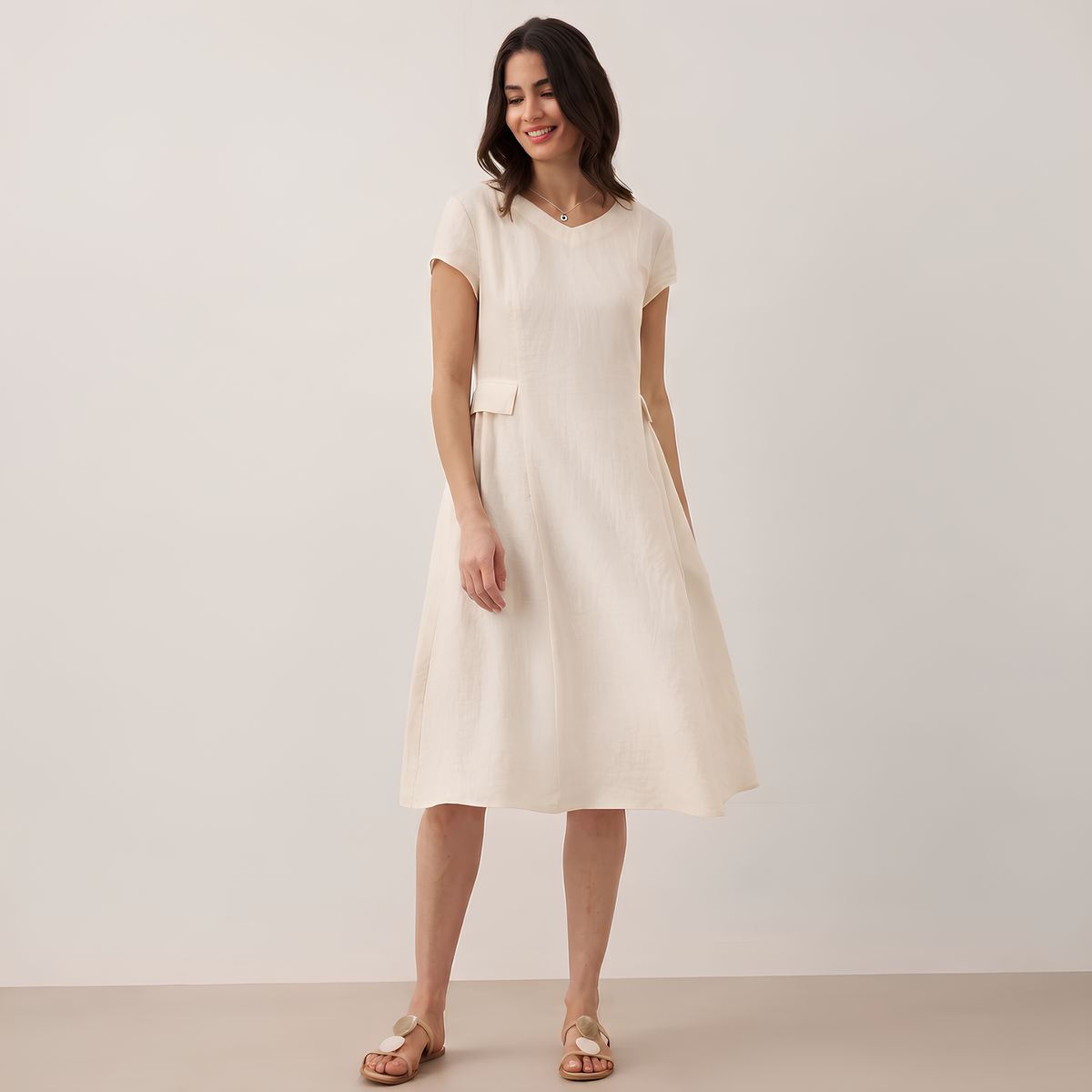 Leinenkleid Alexa mit V-Ausschnitt