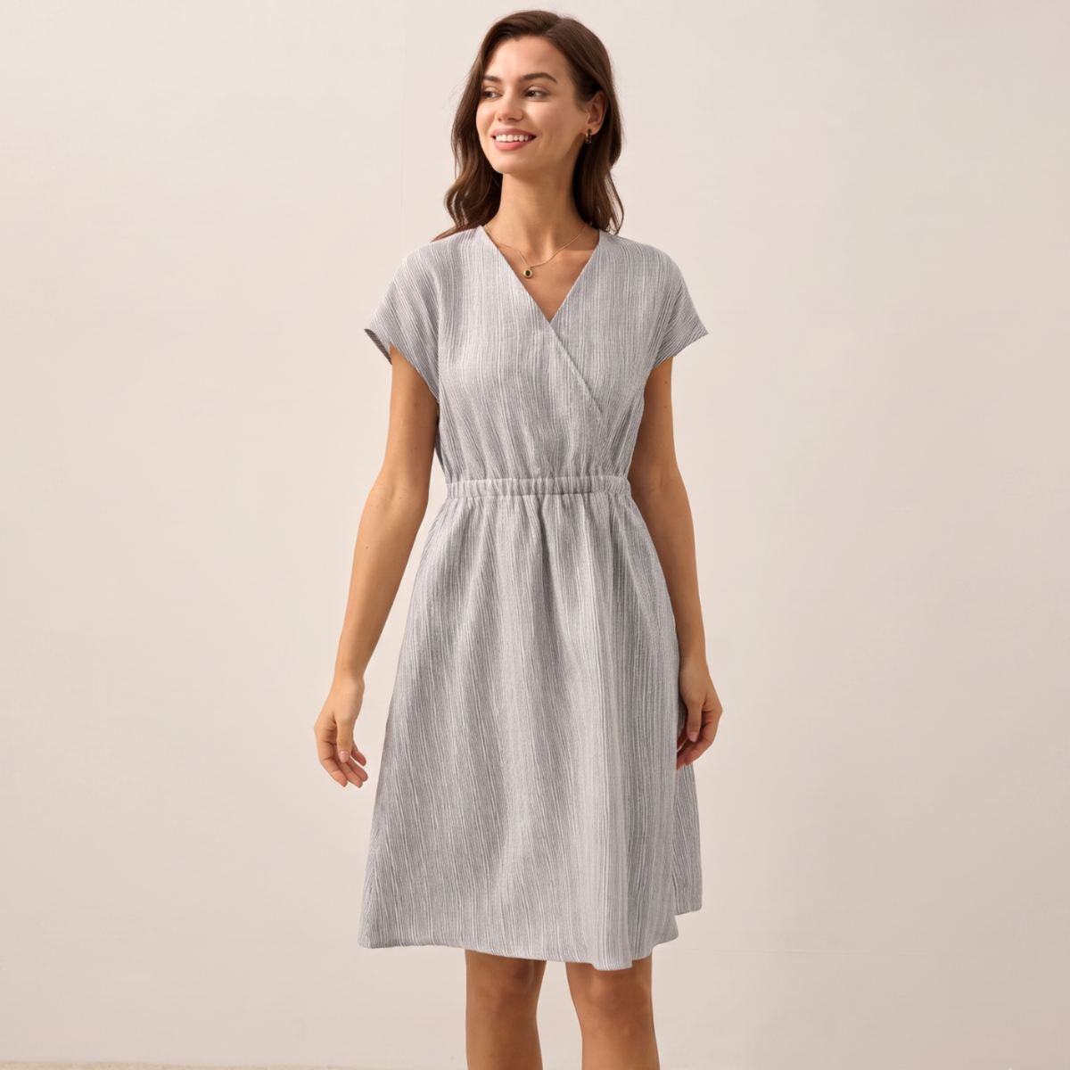 Gestreiftes Leinen-Minikleid Aria