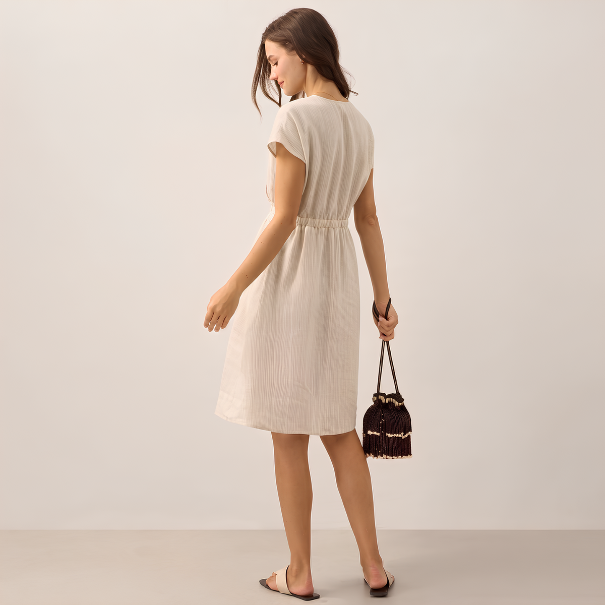 Gestreiftes Leinen-Minikleid Aria
