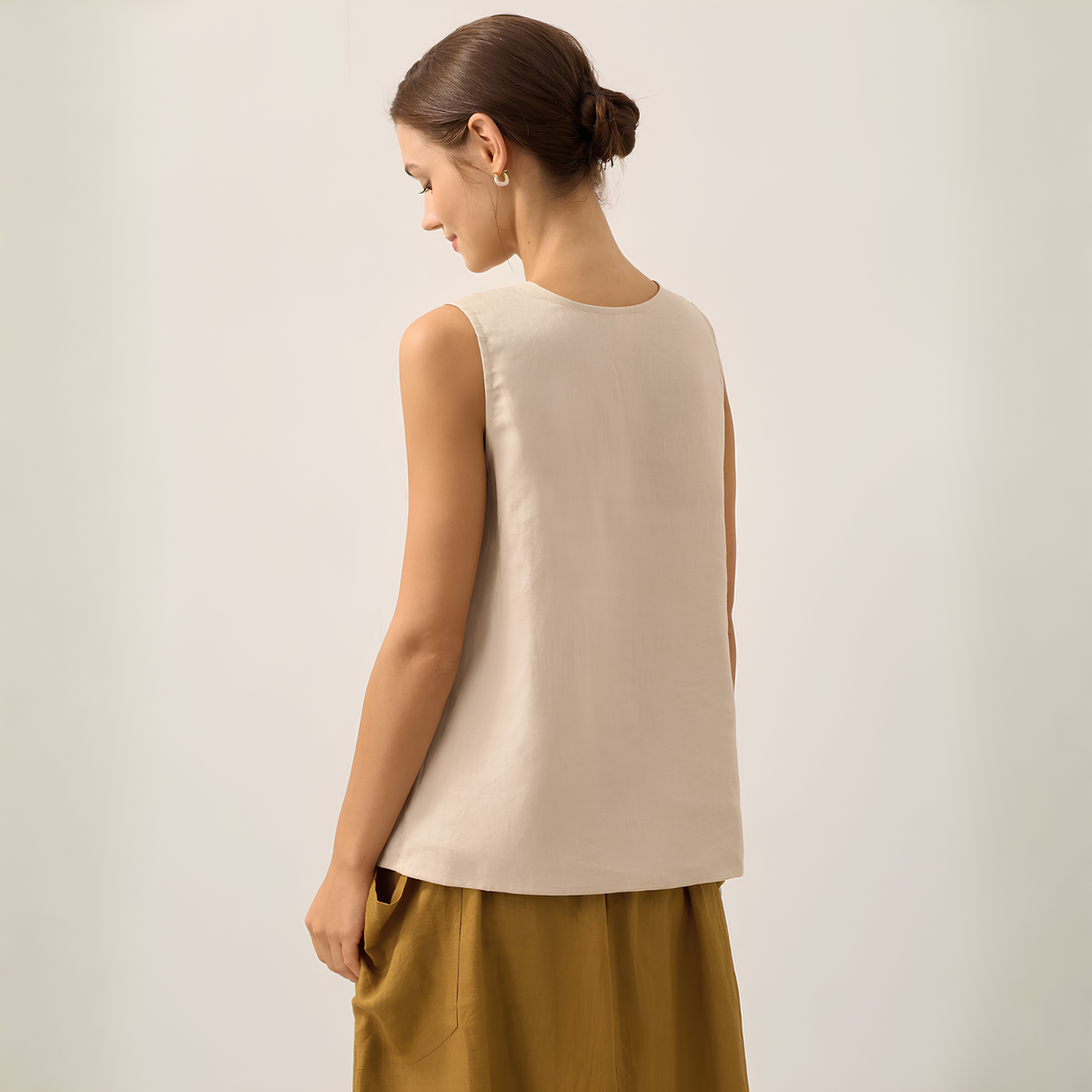 Leinen-Tanktop mit Knopfleiste