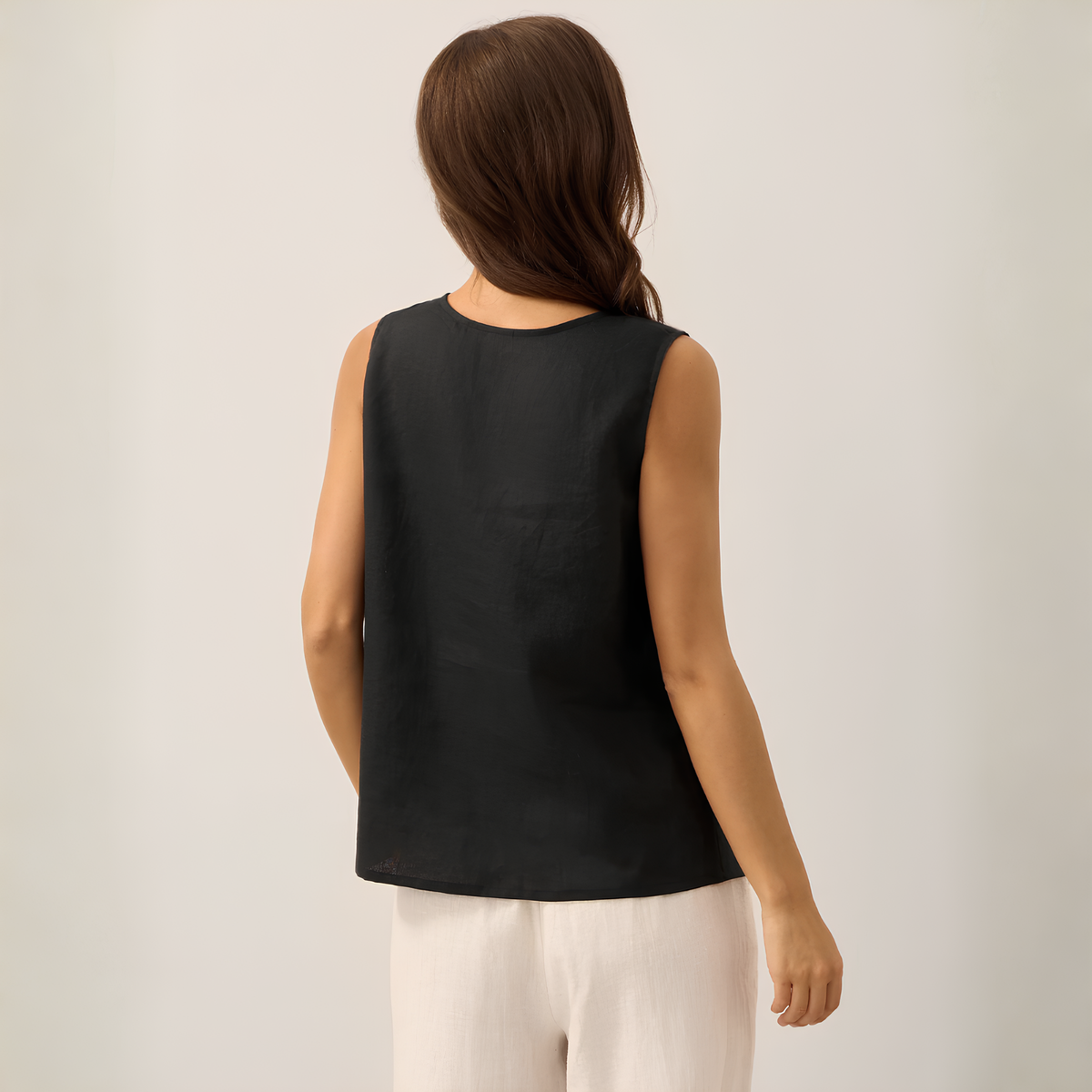 Leinen-Tanktop mit Knopfleiste