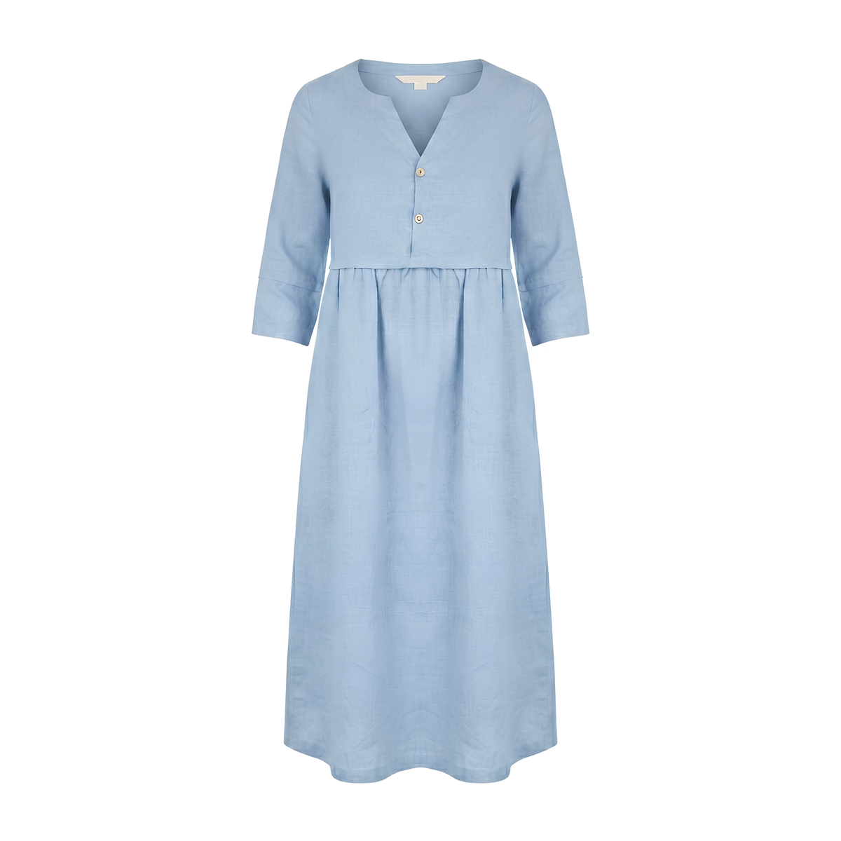 Leinen-Midikleid mit Knopftaille