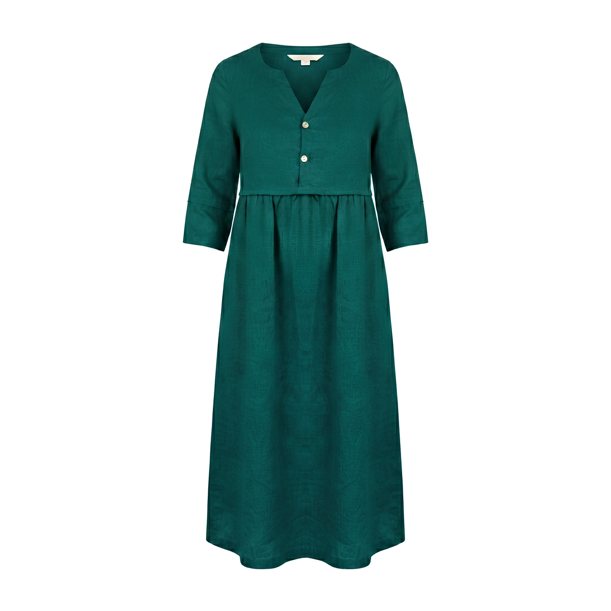 Leinen-Midikleid mit Knopftaille