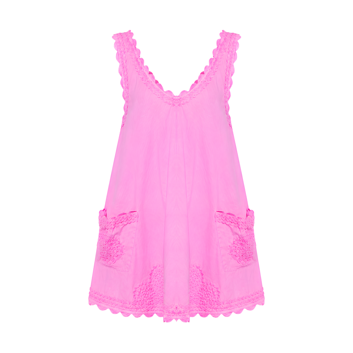 Popeline-Kleid Hibiscus mit Zackenlitze