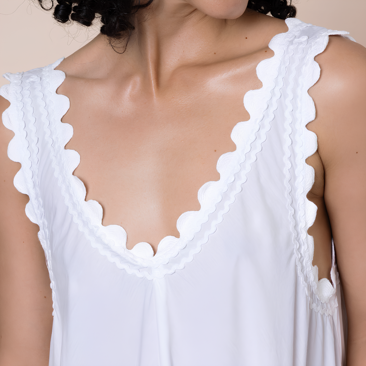 Popeline-Kleid Hibiscus mit Zackenlitze
