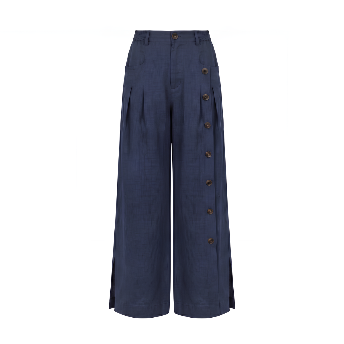 Leinenhose Kaya mit Knopfleiste