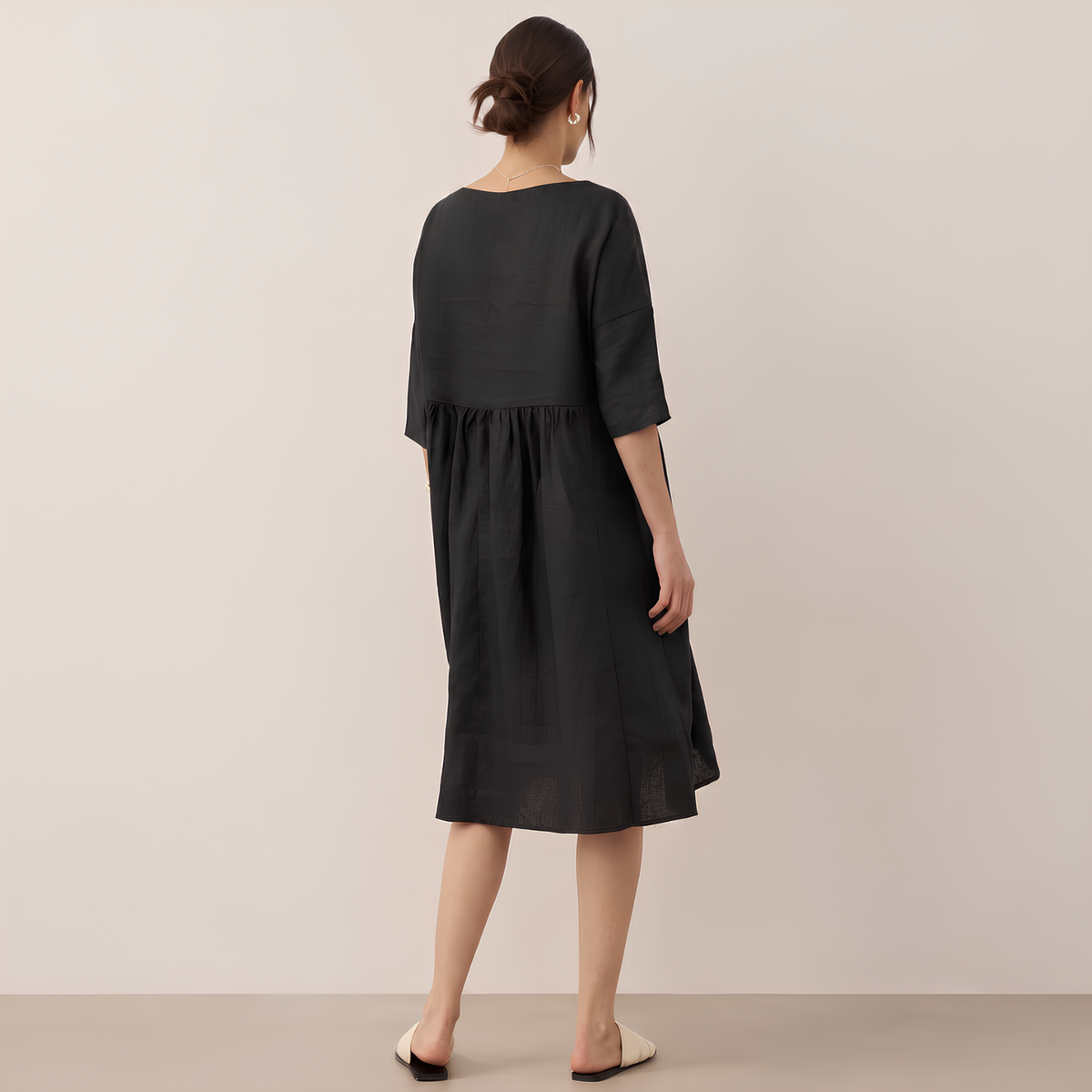 Leinen-Midikleid in A-Linie