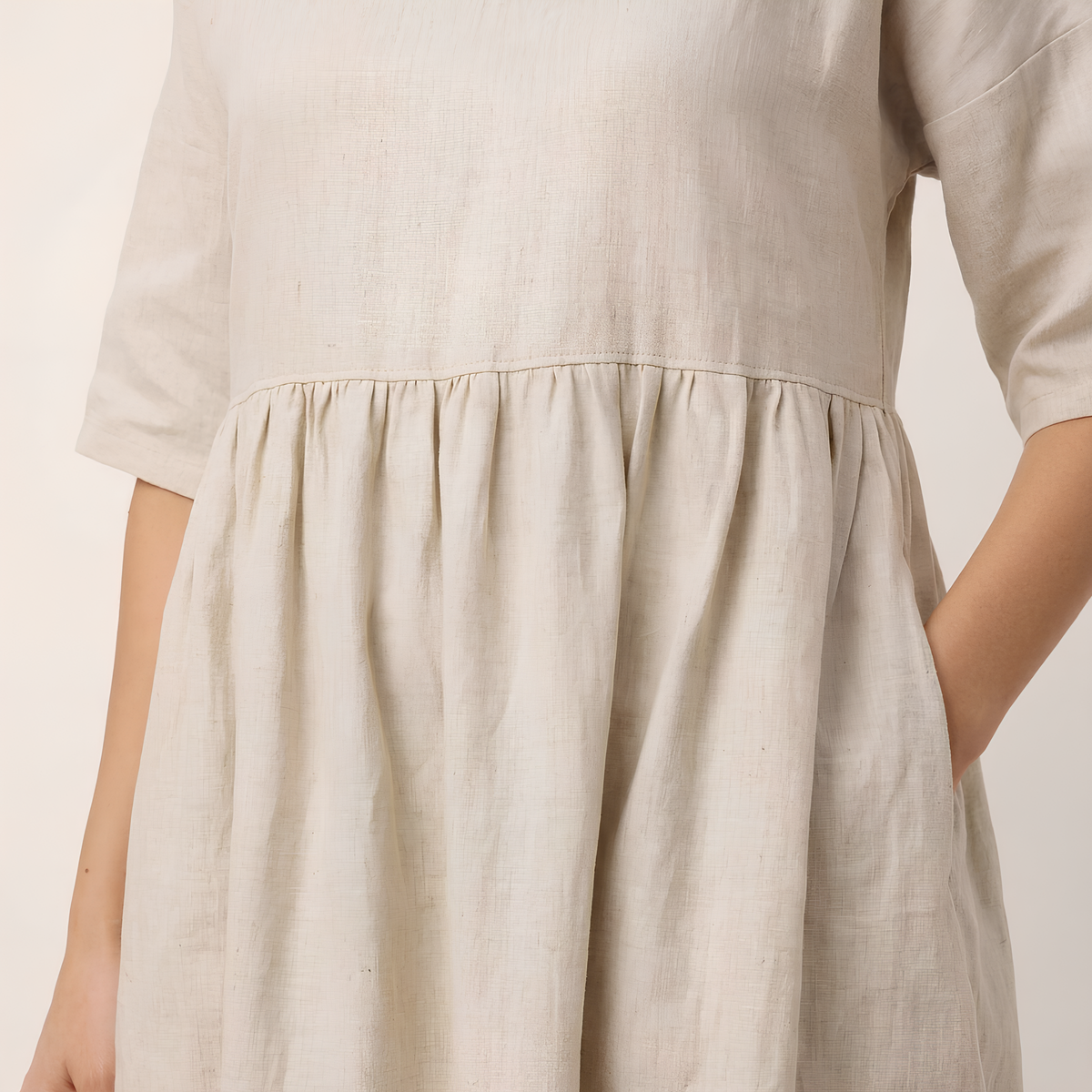 Leinen-Midikleid in A-Linie