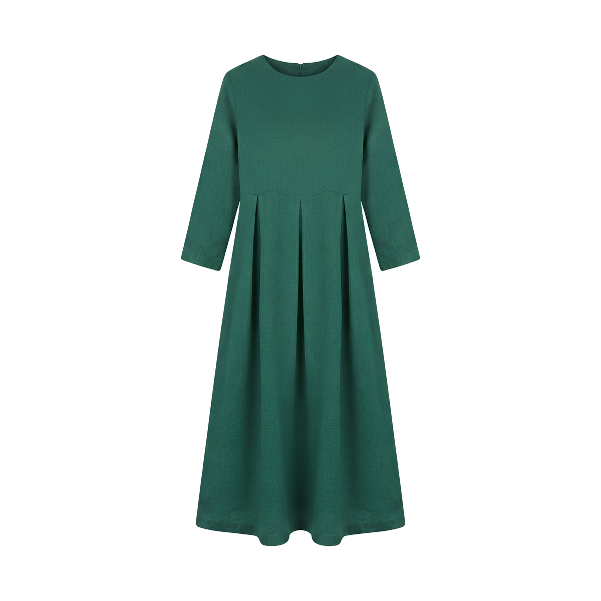 Plissiertes Leinen-Midikleid