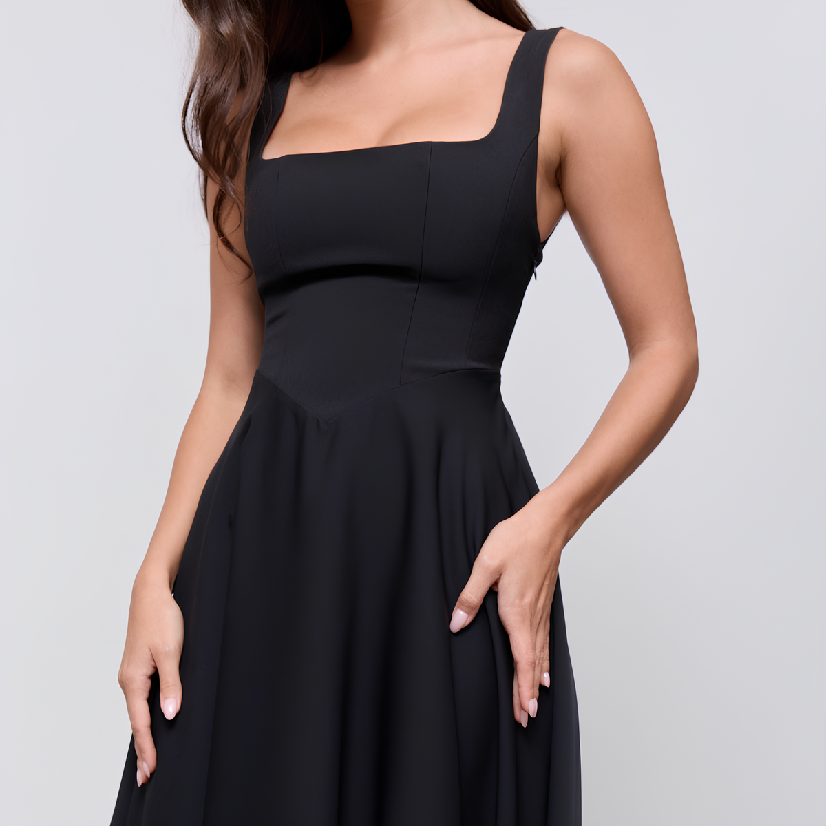 Midikleid Luna mit Karree-Ausschnitt