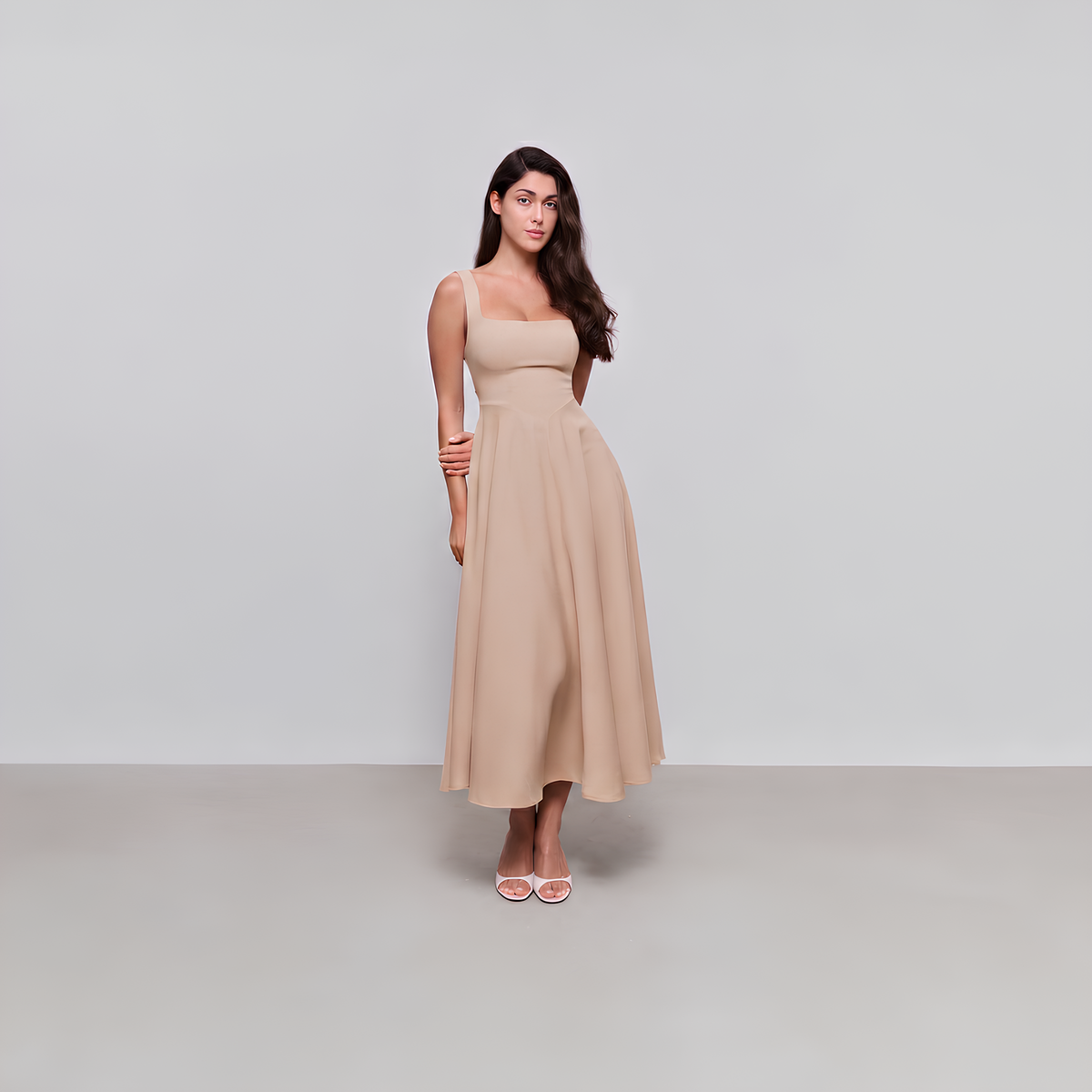 Midikleid Luna mit Karree-Ausschnitt