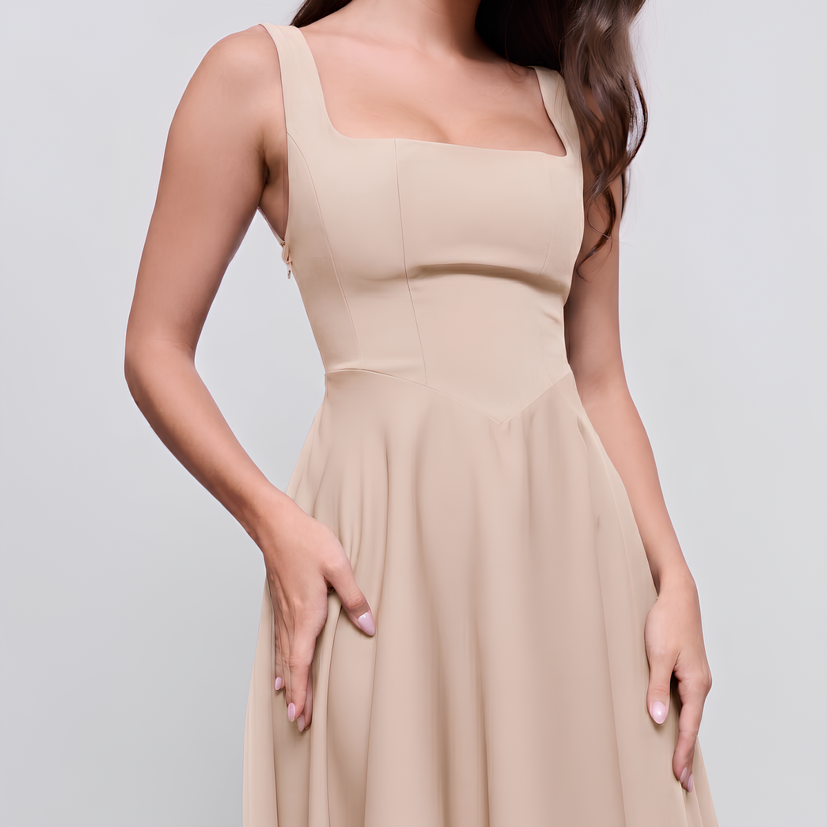 Midikleid Luna mit Karree-Ausschnitt
