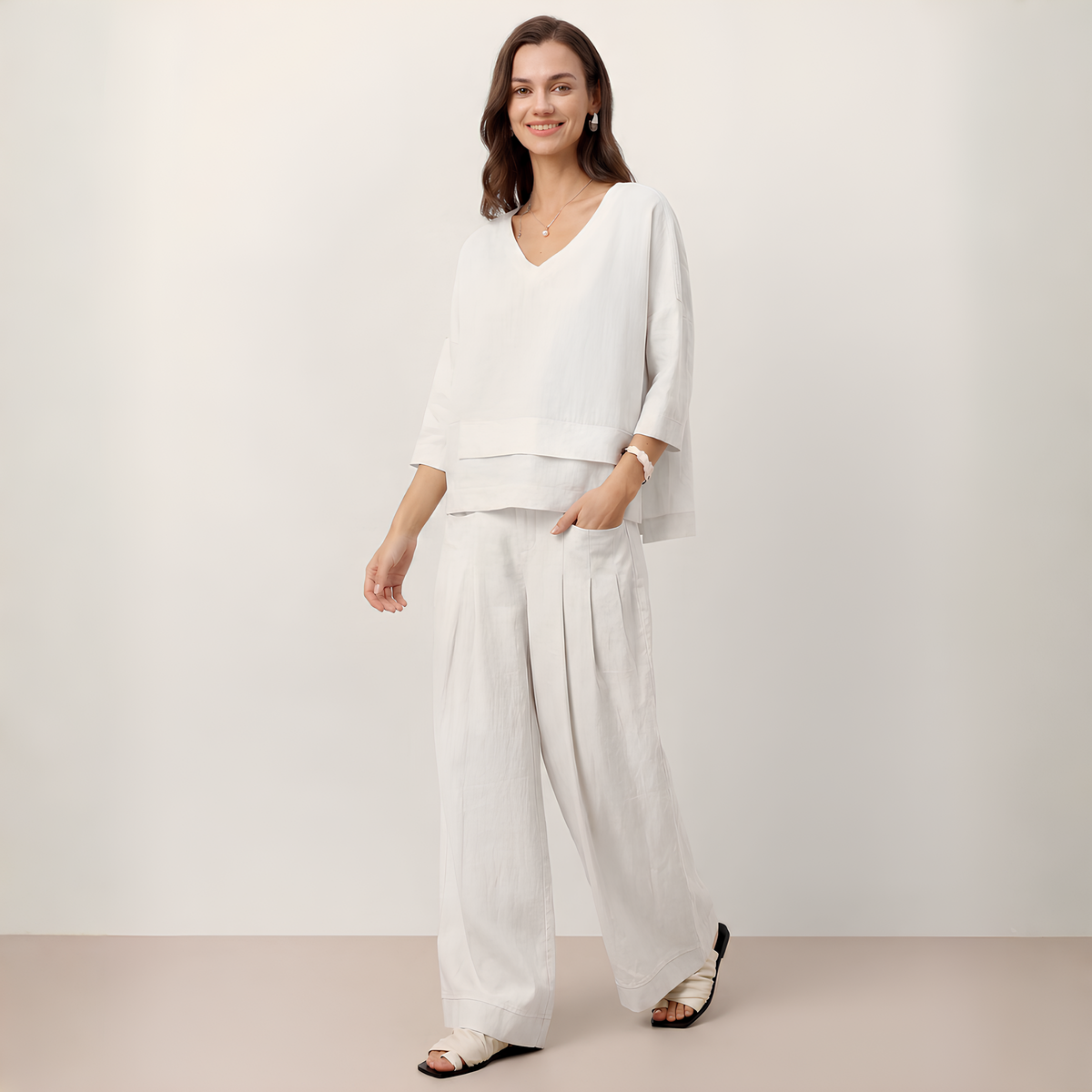 Plissierte Leinenhose Vera